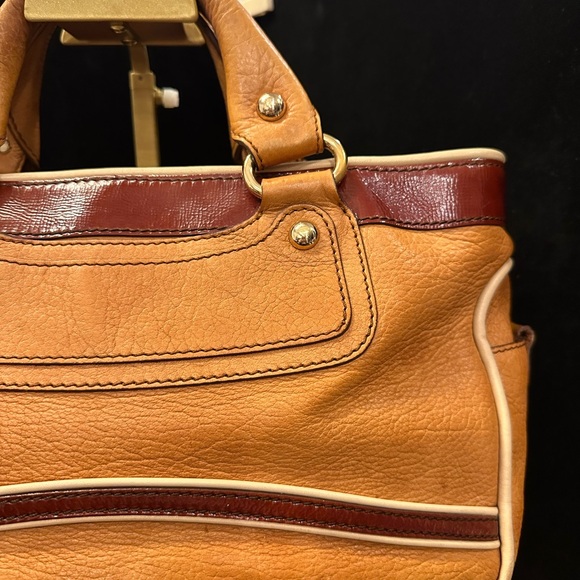 Celine Gorgeous Tan and Red Leather Satchel - Picture 3 of 16
